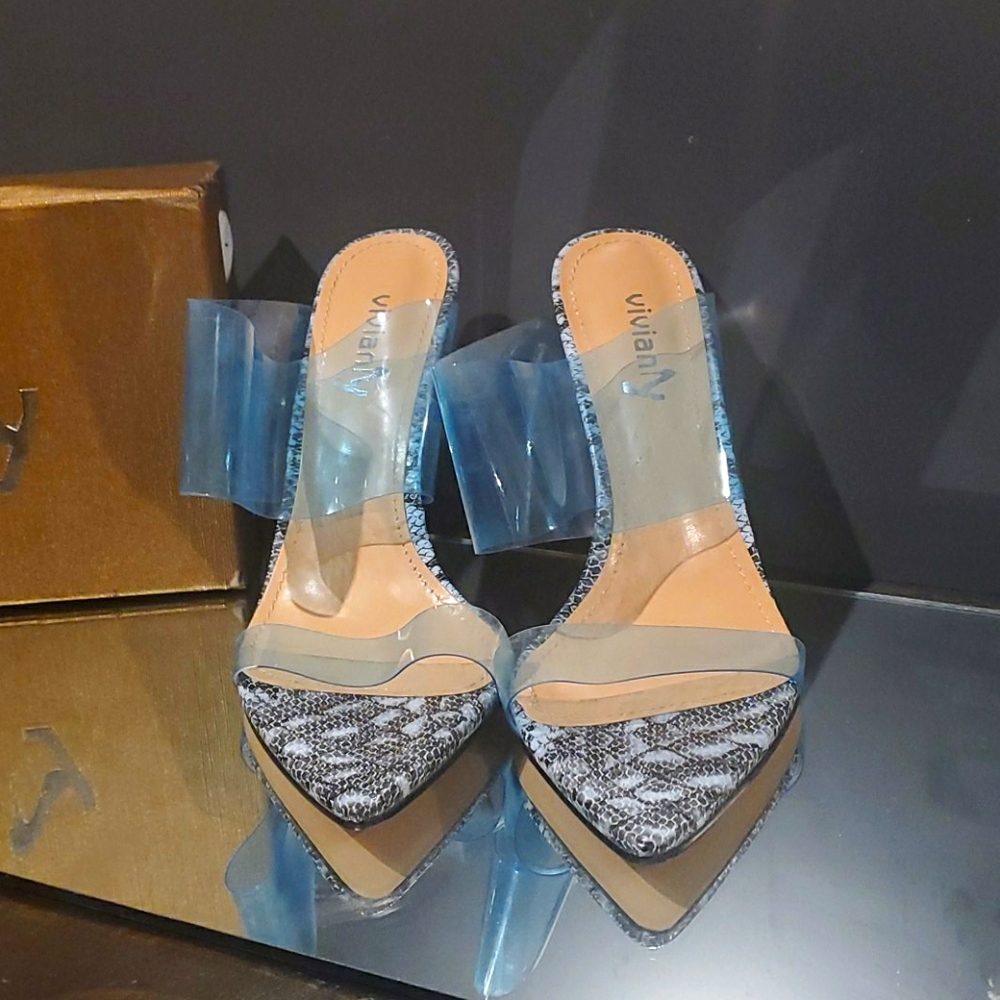 blue snake print shoes